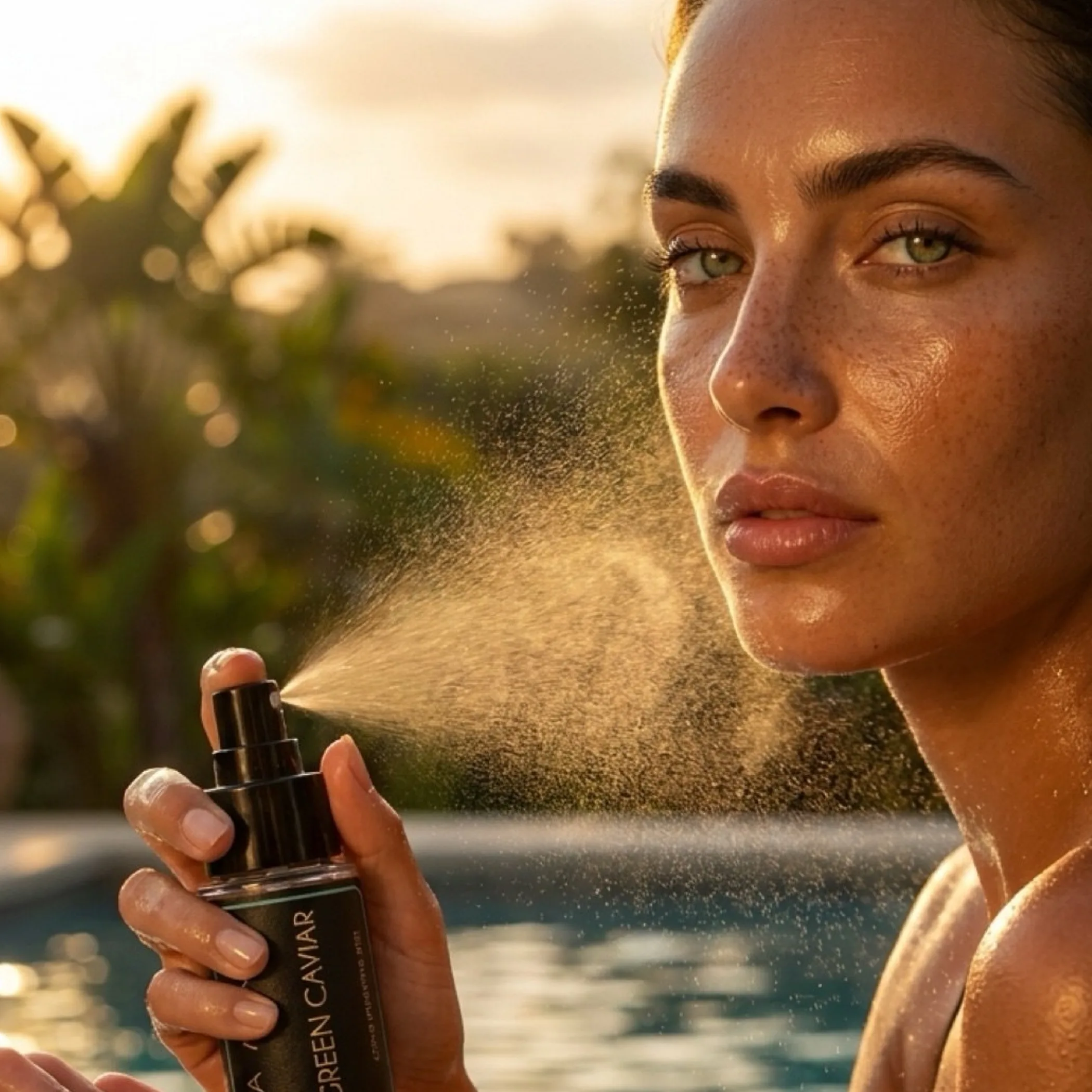 applying sunscreen on face outdoors