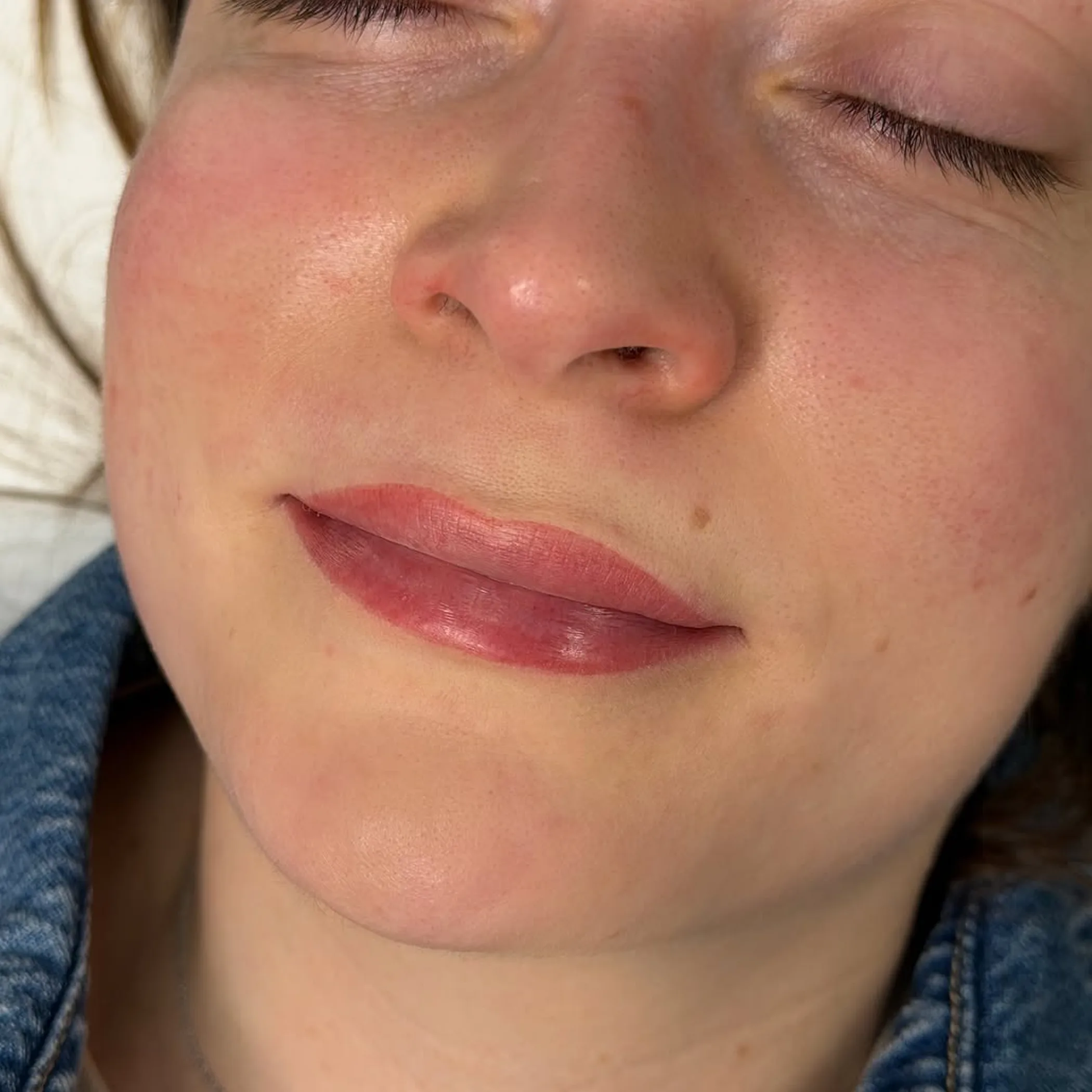 close-up of cosmetic tattooing procedure